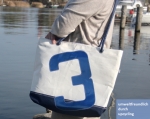 Segeltuchtasche Shopper / Beach mit blauer 3 und Boden